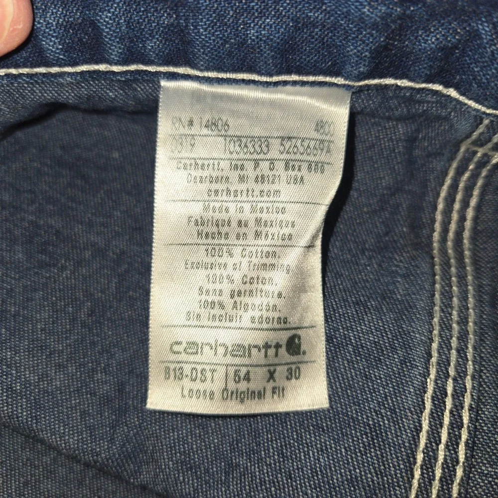 Carhartt B13 DST Mens Loose Original Fit Work Dungaree Jeans Dark Wash 54x30 NWT
